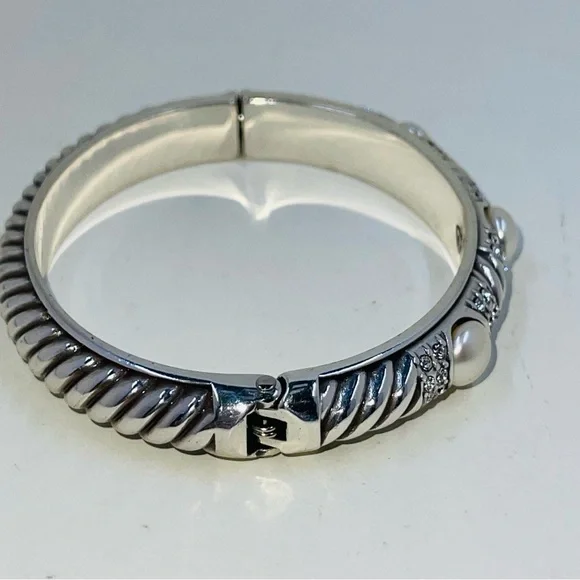 BRIGHTON Pearl Magic Crystal Hinged Bracelet Bangle - Picture 2 of 8